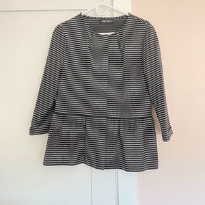 Miss Viola Jacket Black White Striped 3/4 Sleeve Size M